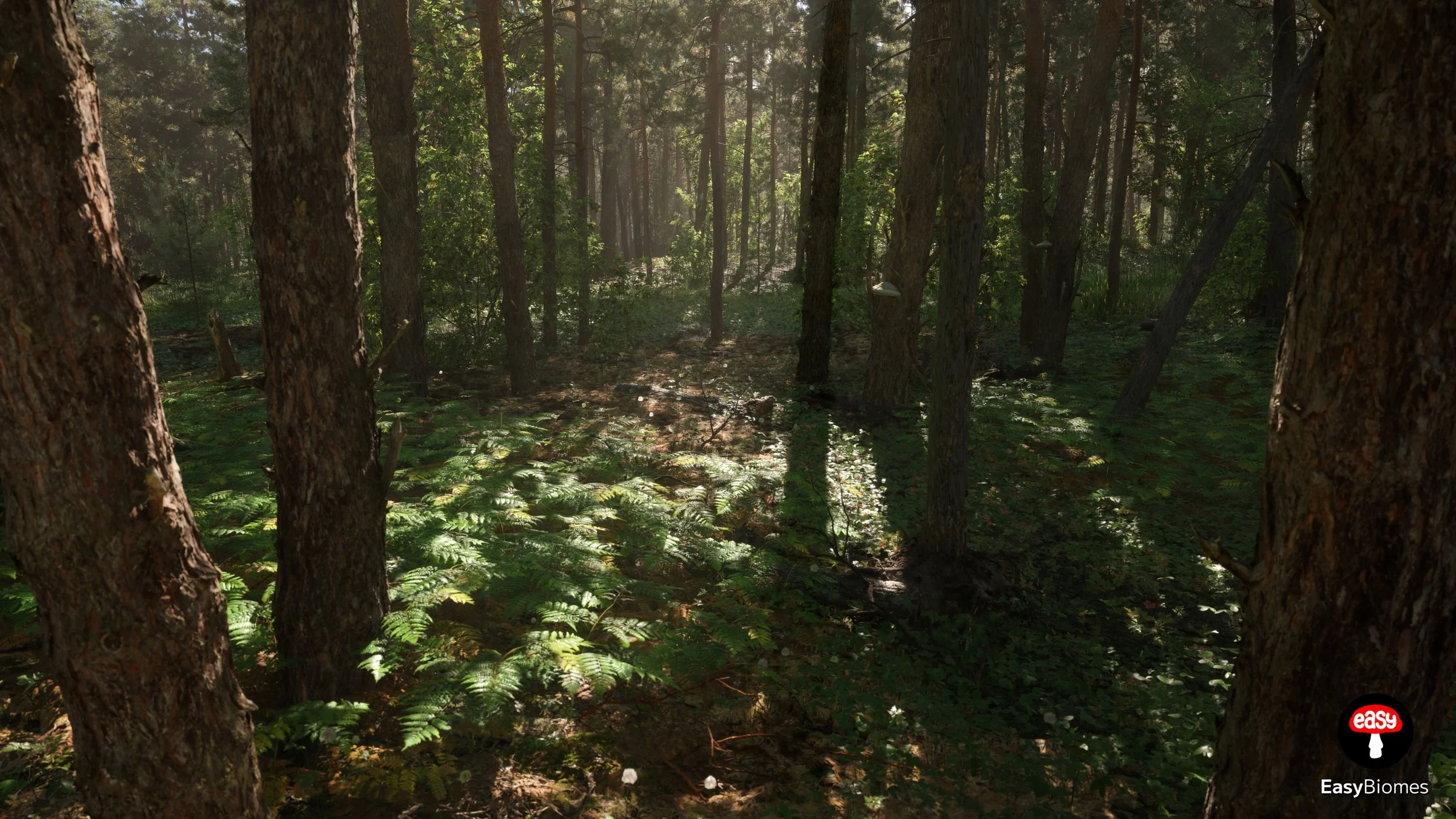 Real conifer trees and forest floor details – UE5 procedural pine biome