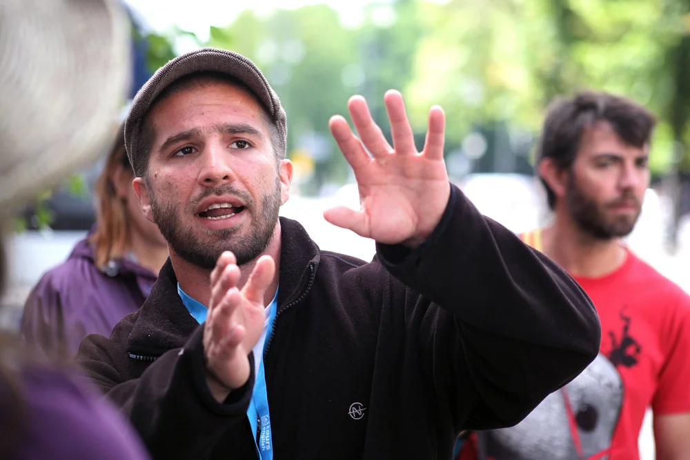 Rick guiding guests on a Hamburg walking tour