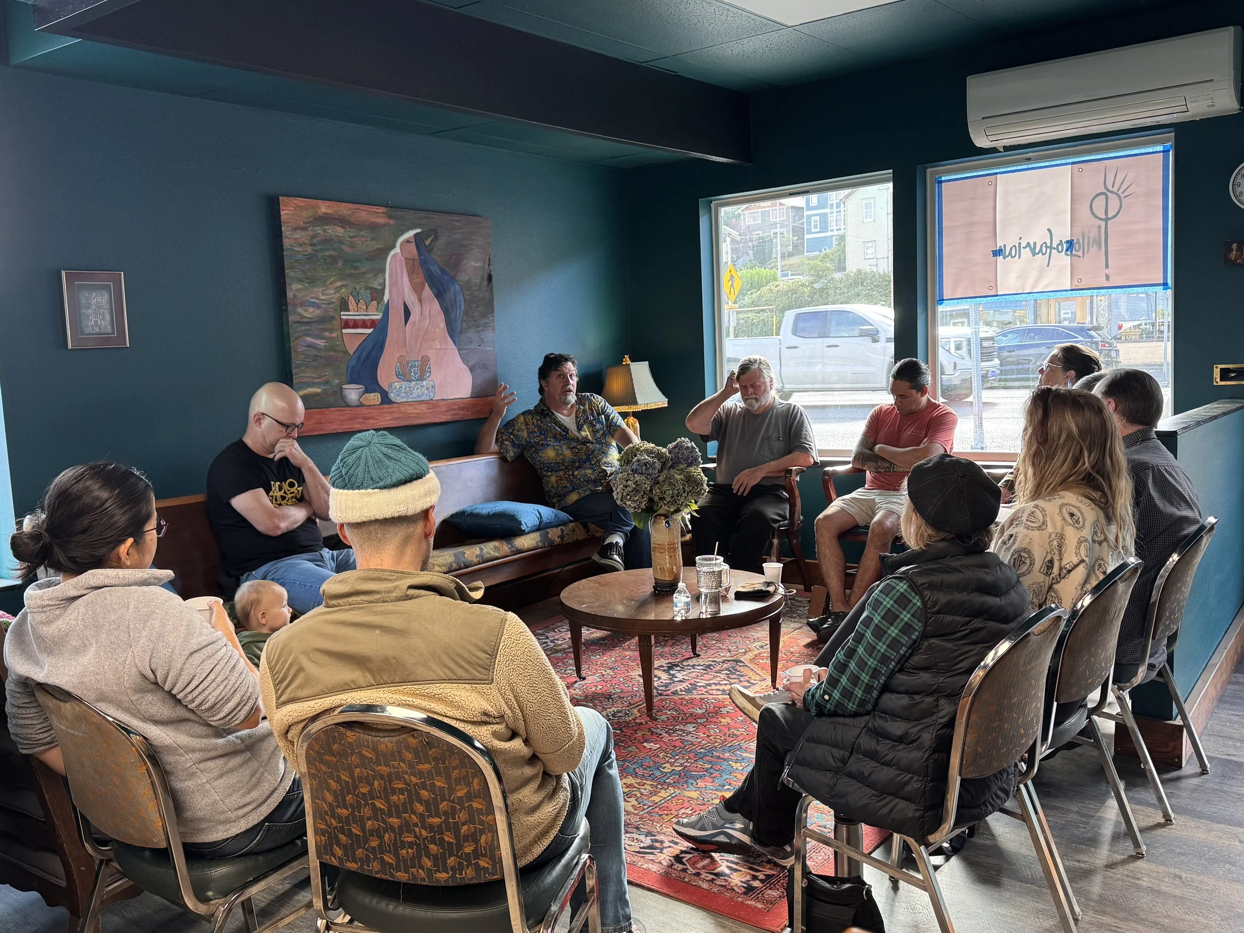 Neighbors in conversation at The Catalyst
