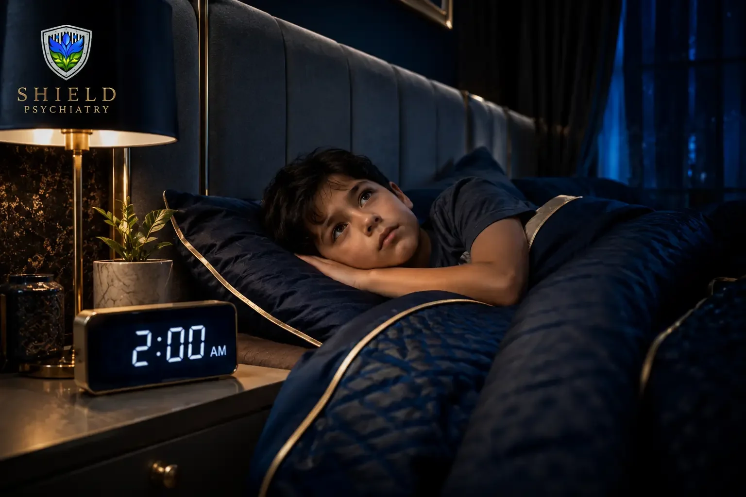 Child sleeping peacefully — pediatric insomnia and sleep disorder treatment for children, teens, and young adults in Florida at SHIELD Psychiatry