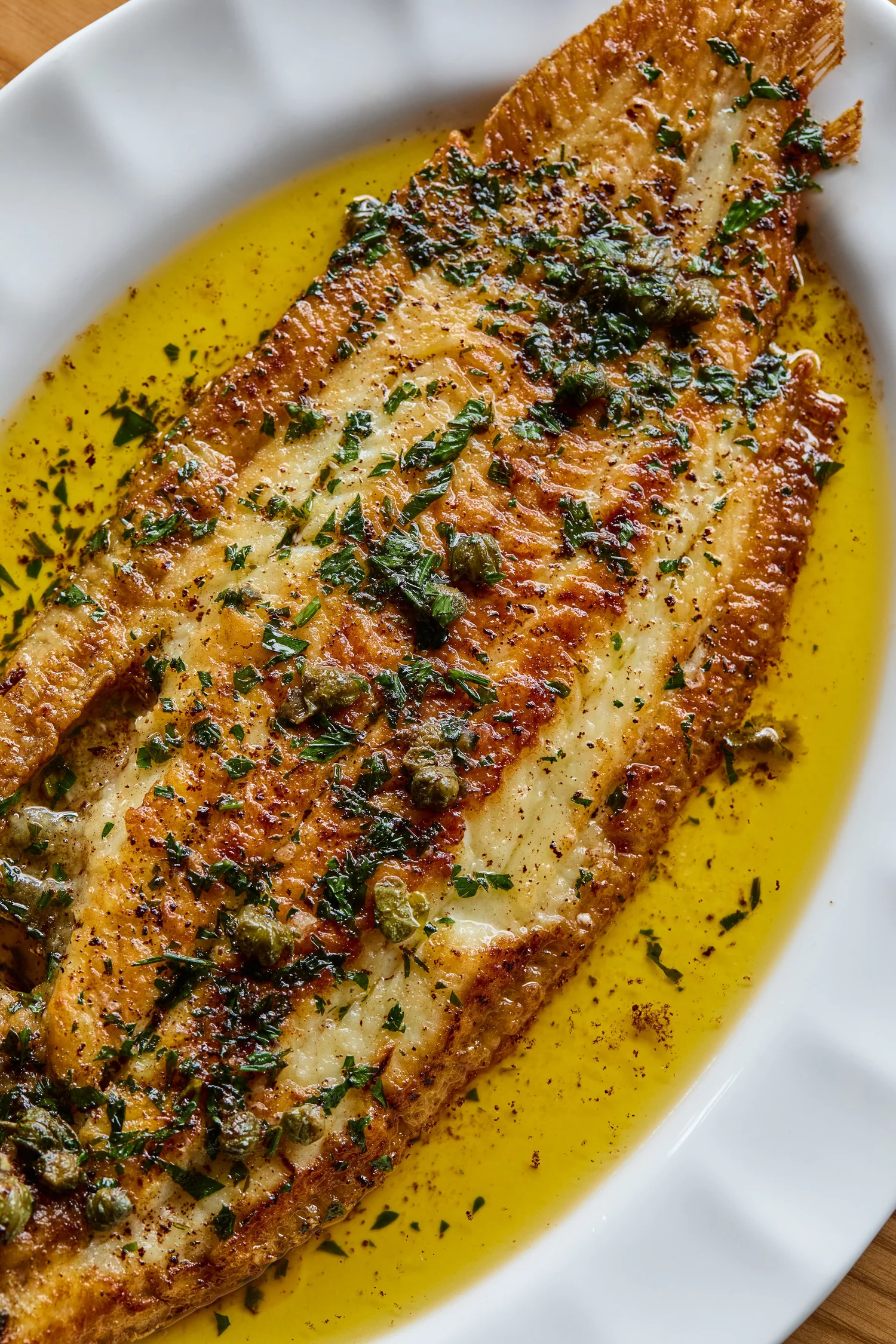 Dover sole with brown butter, capers and parsley
