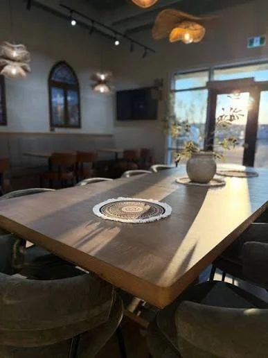 The community table gathering at Made in Palestine Culture Cafe in Edmonton