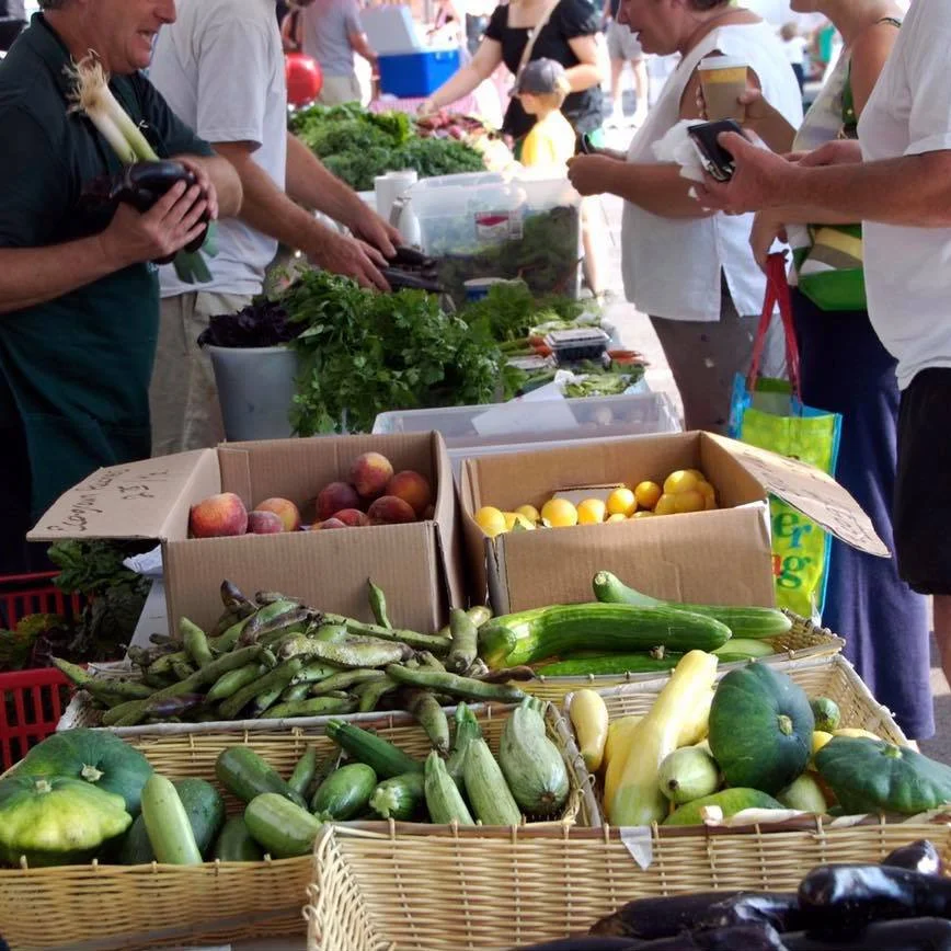 Fresh produce at a farmers market