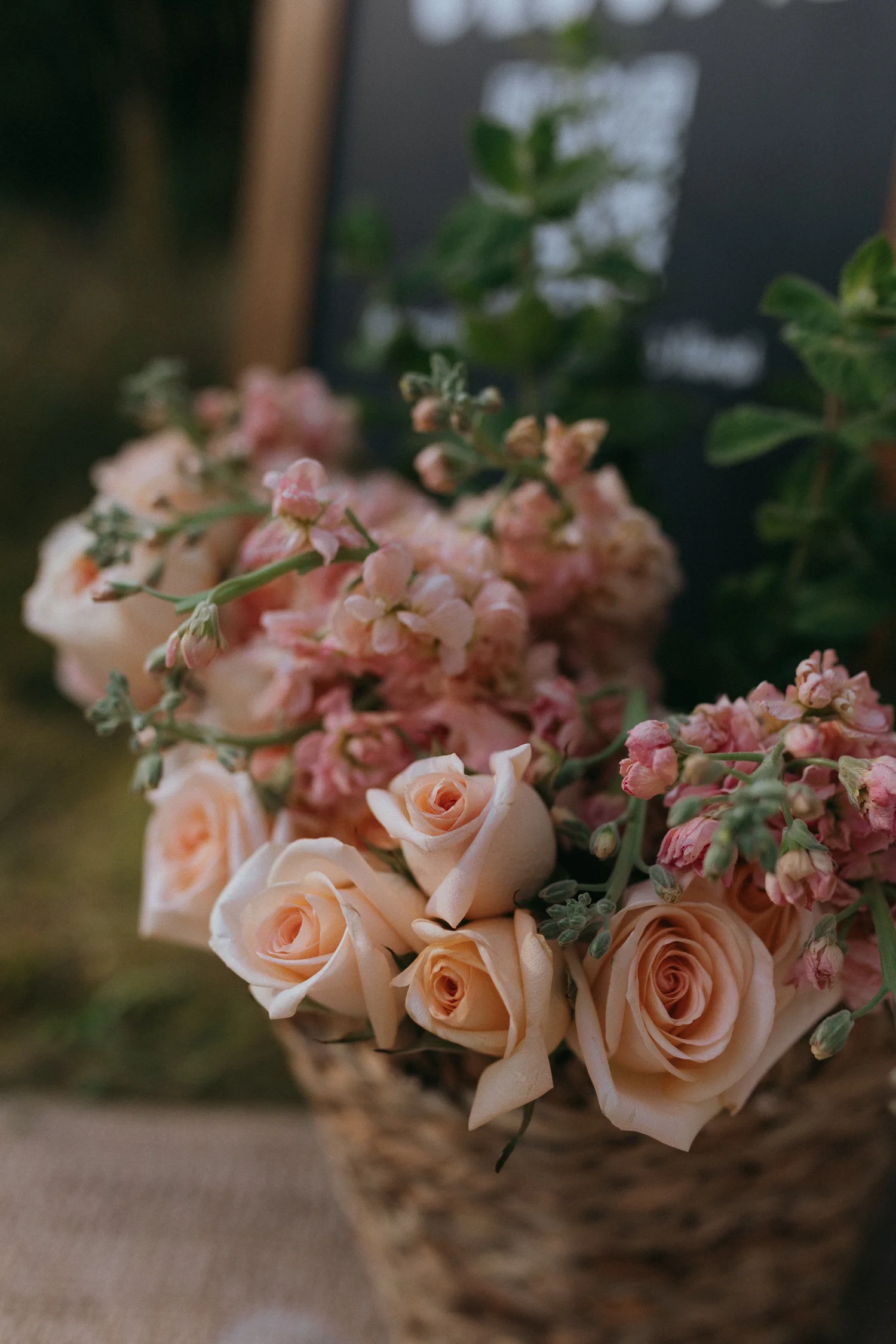 Soft rose arrangement for a Motherhood in Blooms business floral experience