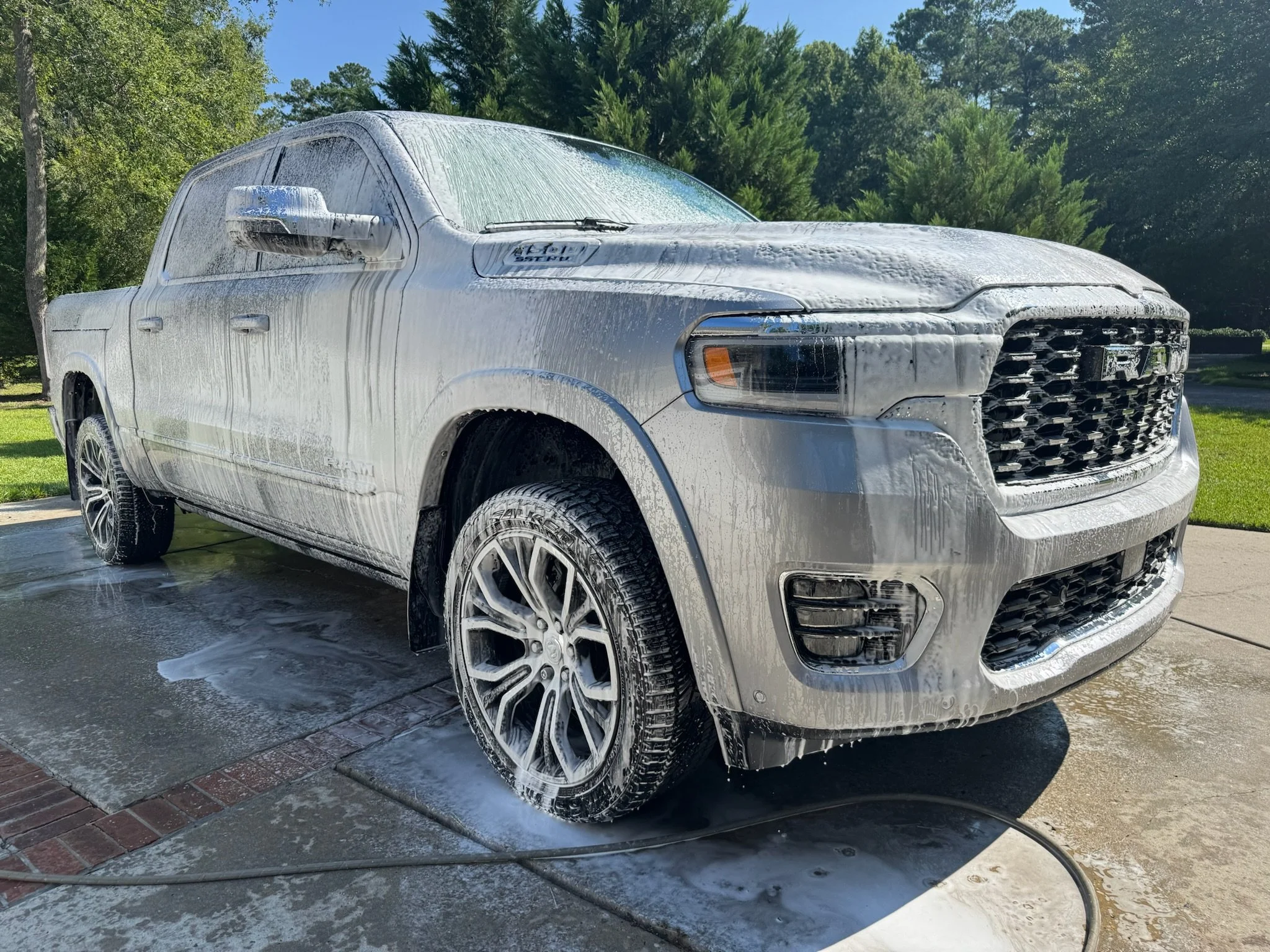 RAM truck receiving a foam wash by Kraken Harbor