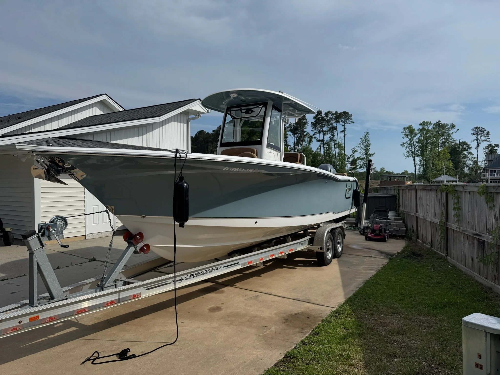 Center-console boat cared for by Kraken Harbor in Myrtle Beach
