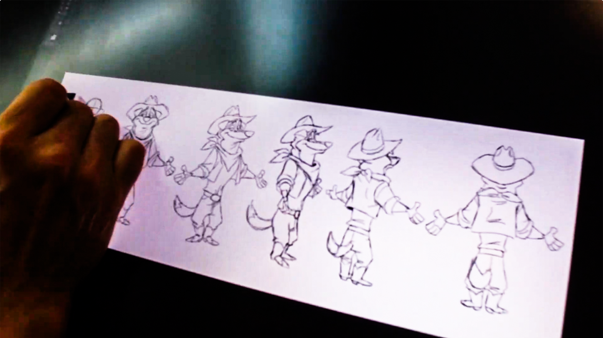 Original hand drawn Buster Paws character turnaround showing multiple poses