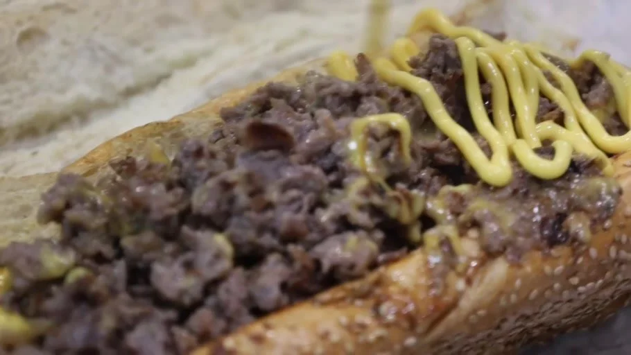 Major Phillie sandwich with sauce and toppings