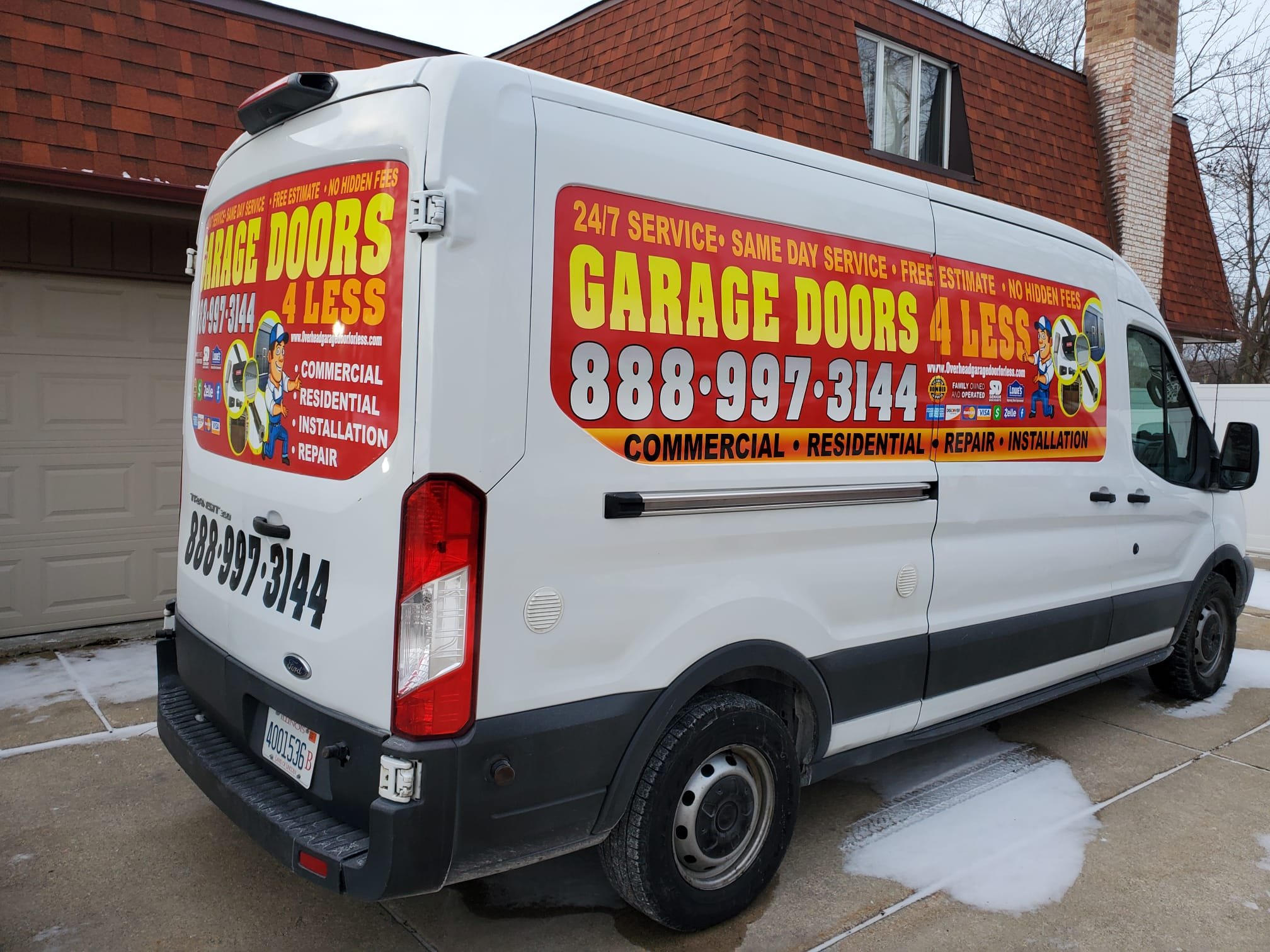 Company van for Overhead Garage Doors for Less, offering expert garage door services in Oak Lawn, IL.