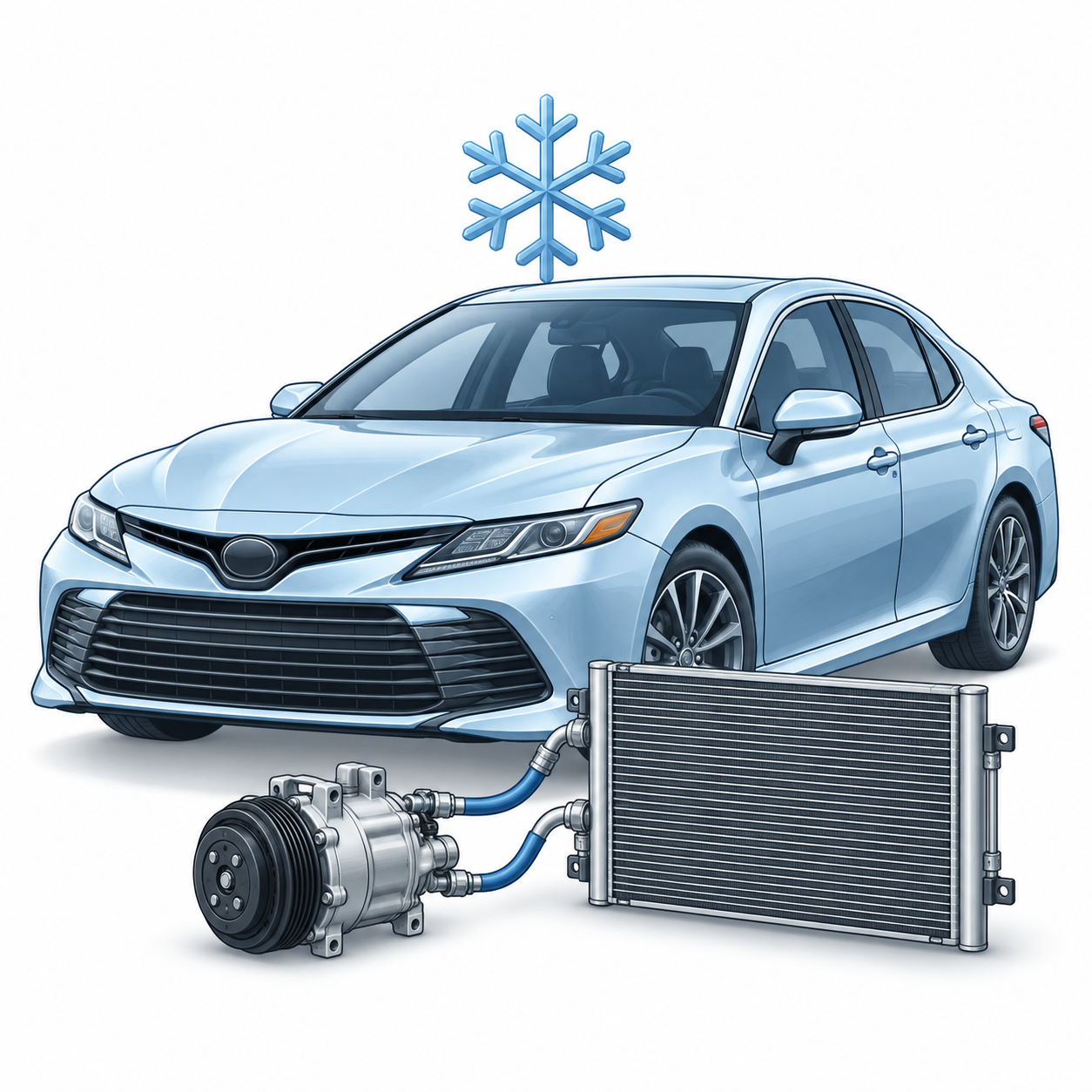 Passenger car with a snowflake representing automotive air conditioning