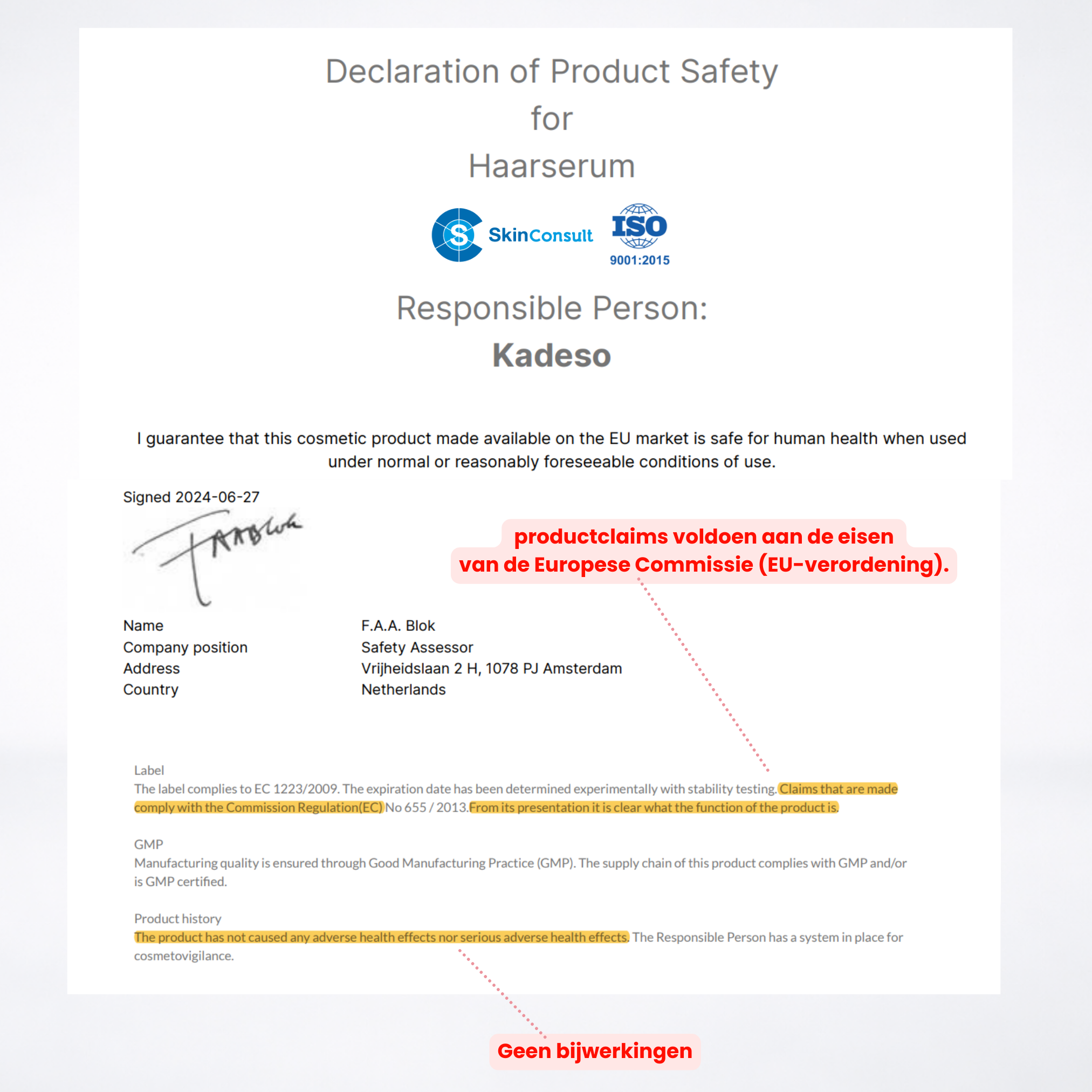 KÁDESO EU-geregistreerde claims certificaat