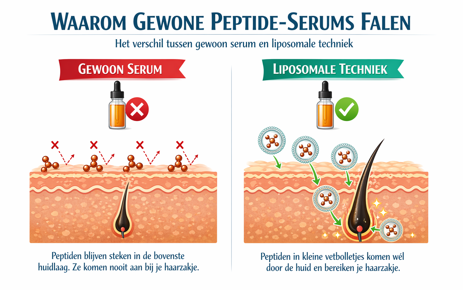 Waarom gewone peptide-serums falen — gewoon serum vs liposomale techniek