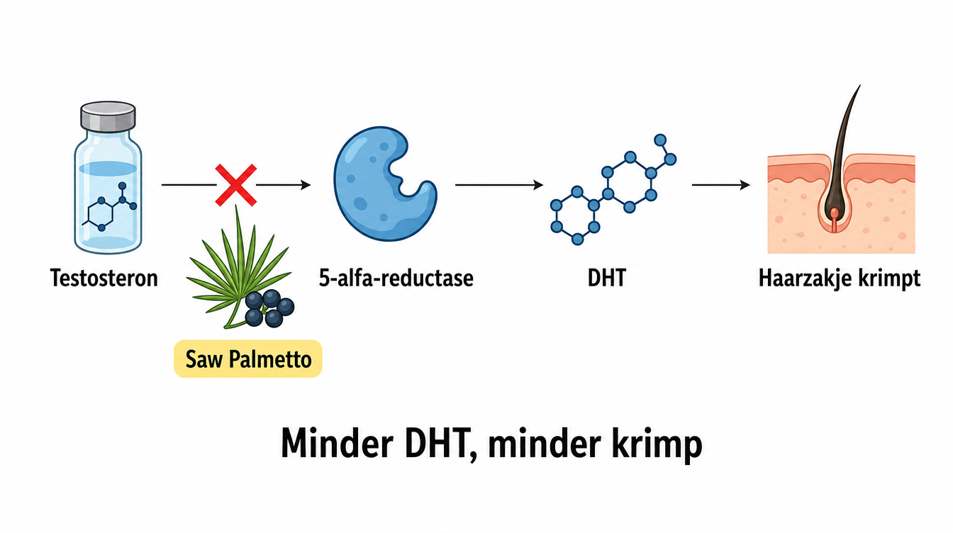 Saw Palmetto blokkeert 5-alfa-reductase, het enzym dat testosteron omzet in DHT