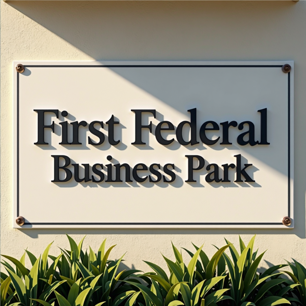 Wall sign for a business park