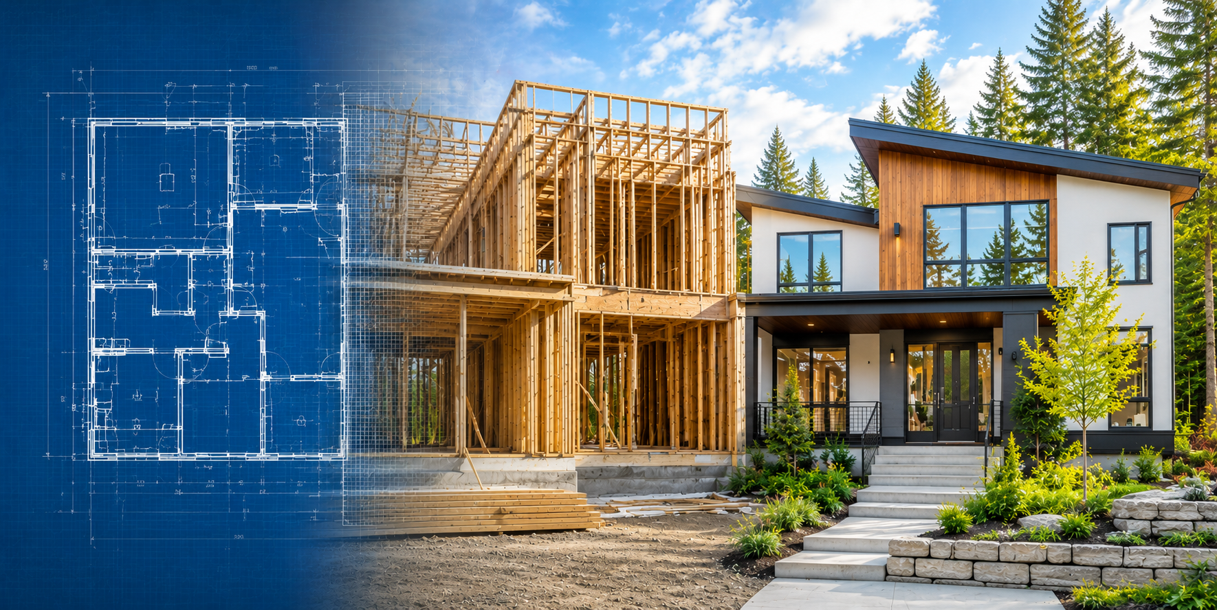 Construction progress photography — blueprint to finished home — Sparrow Media