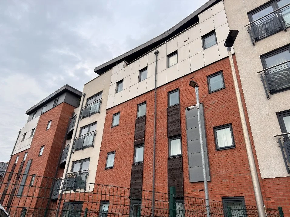 The Quarter, Chester: five-storey apartment blocks in red brick, render and grey cladding