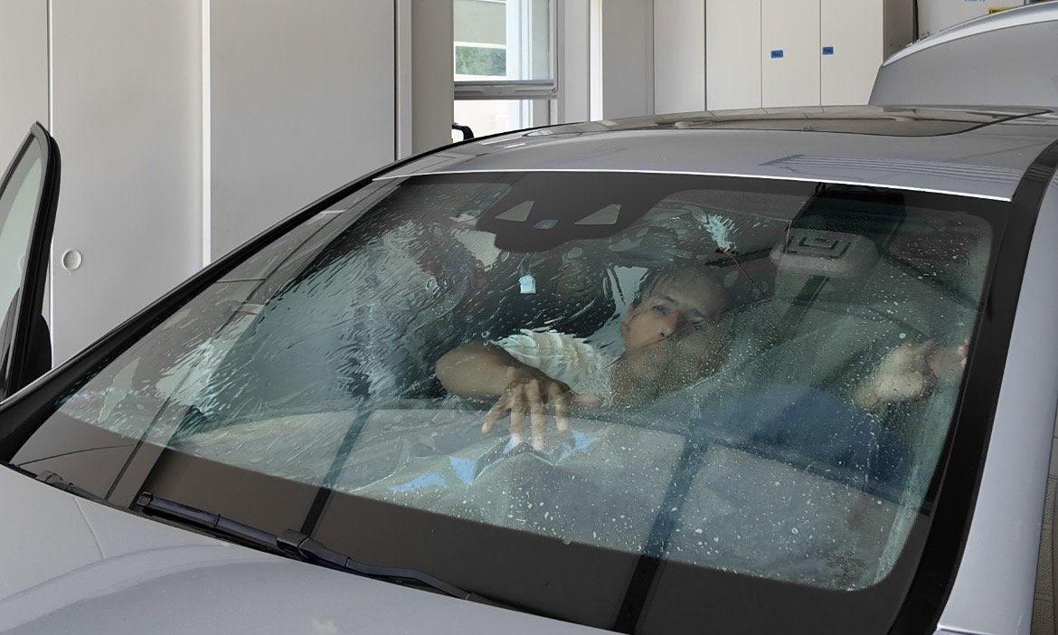 Ceramic Plus window tint installed on a Tesla with a panoramic glass roof