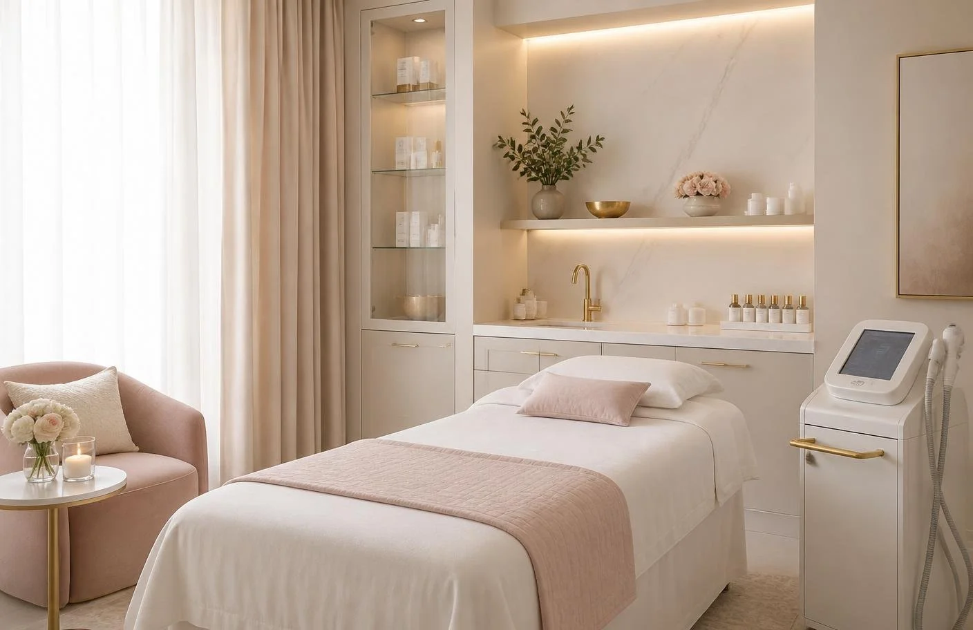 Calm treatment room at Revive Wellness and Esthetics