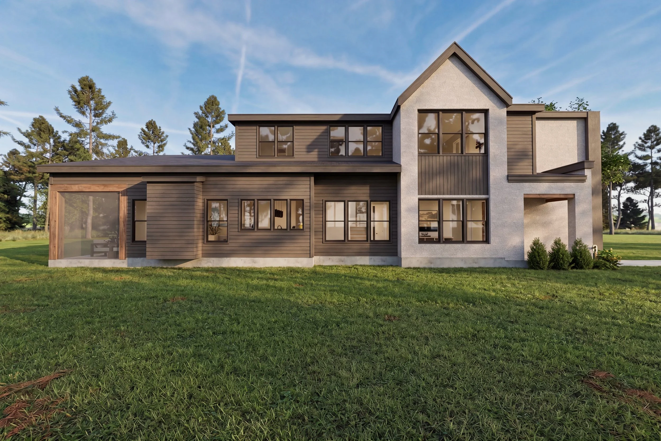Enhanced rendering of the finished home's exterior
