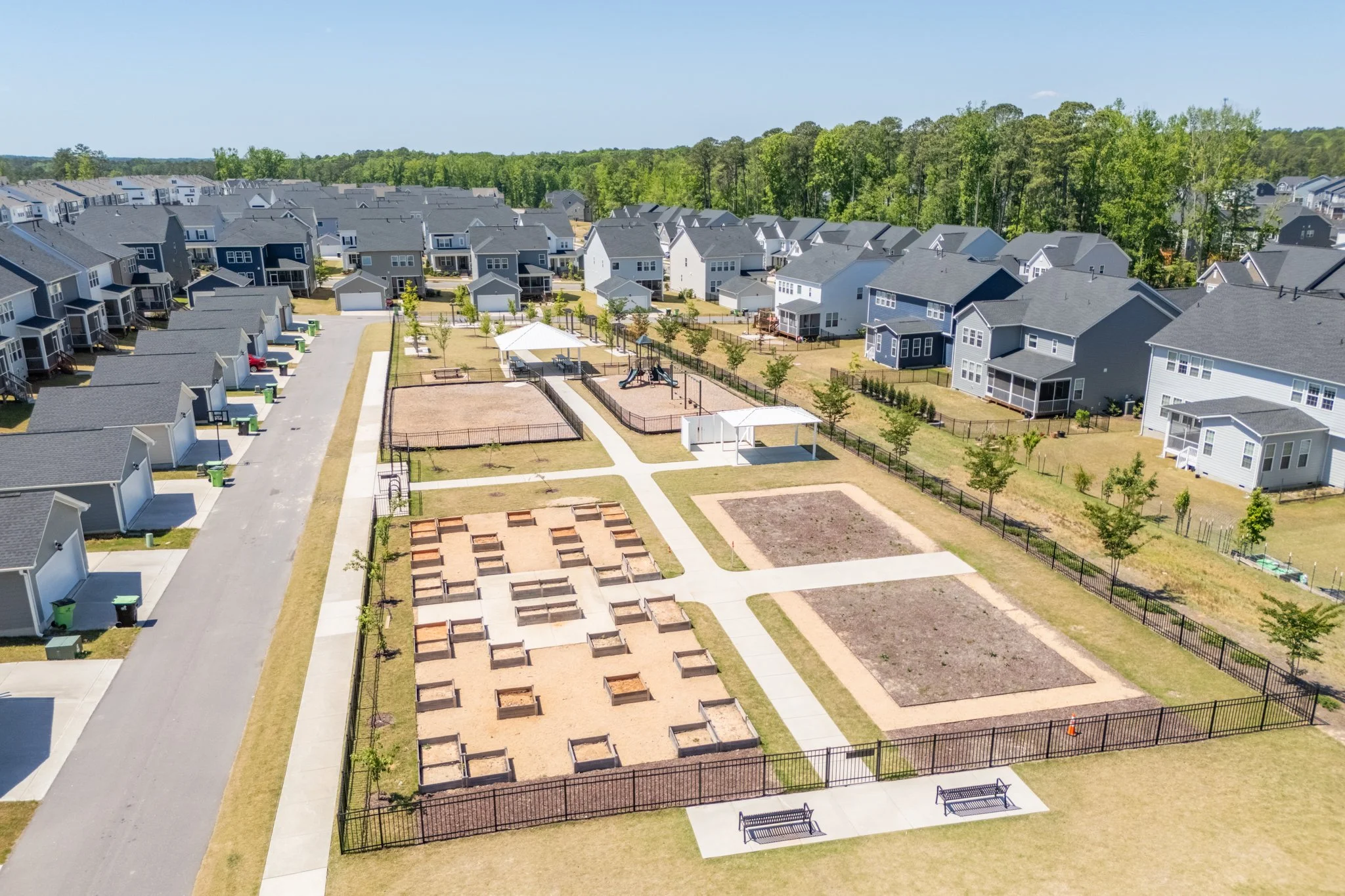 Aerial photograph of an Apex, NC neighborhood