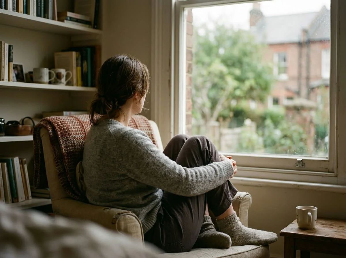 Person sitting quietly in a moment of reflection during chronic illness therapy in California