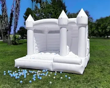 Cozy Castle compact bounce house with ball pit and slide