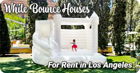 White Bounce House Rentals in Los Angeles | Bounce Rentals LA White Bounce Houses for Rent in Los Angeles — elegant white bounce house with slide