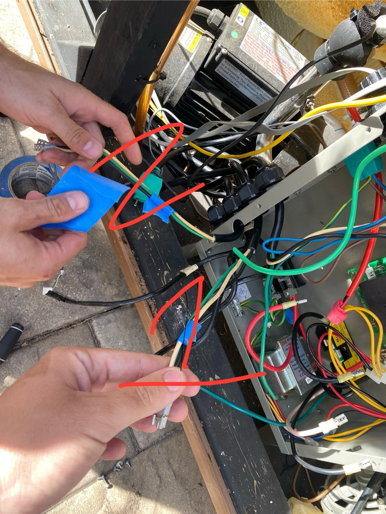Hot tub wiring open panel