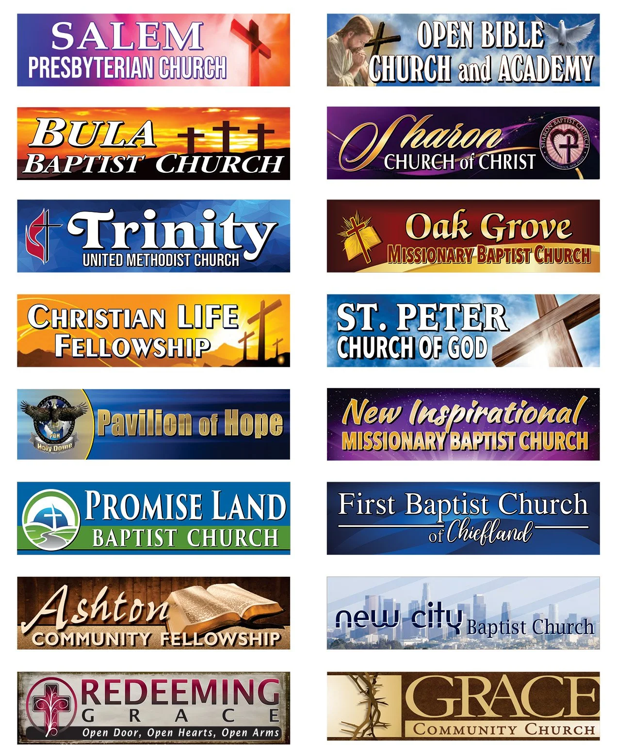 Sample church LED sign faces