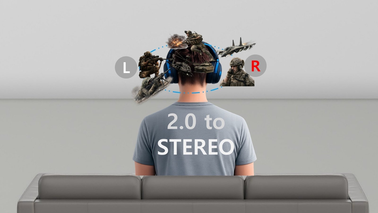 Standard stereo - sound stays between the ears