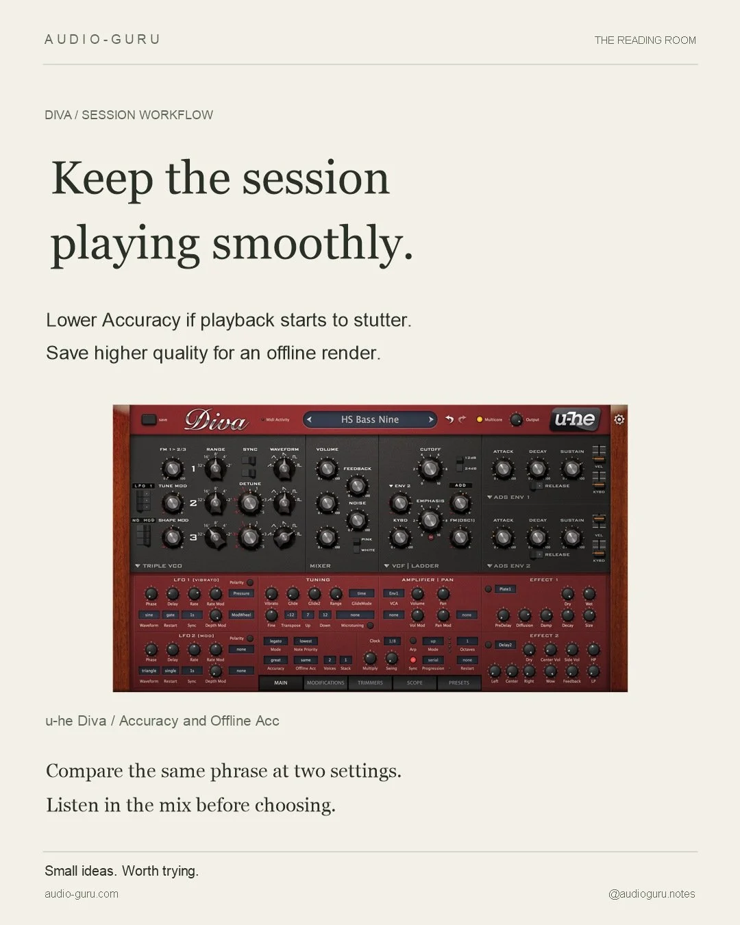 Keep the session playing smoothly.