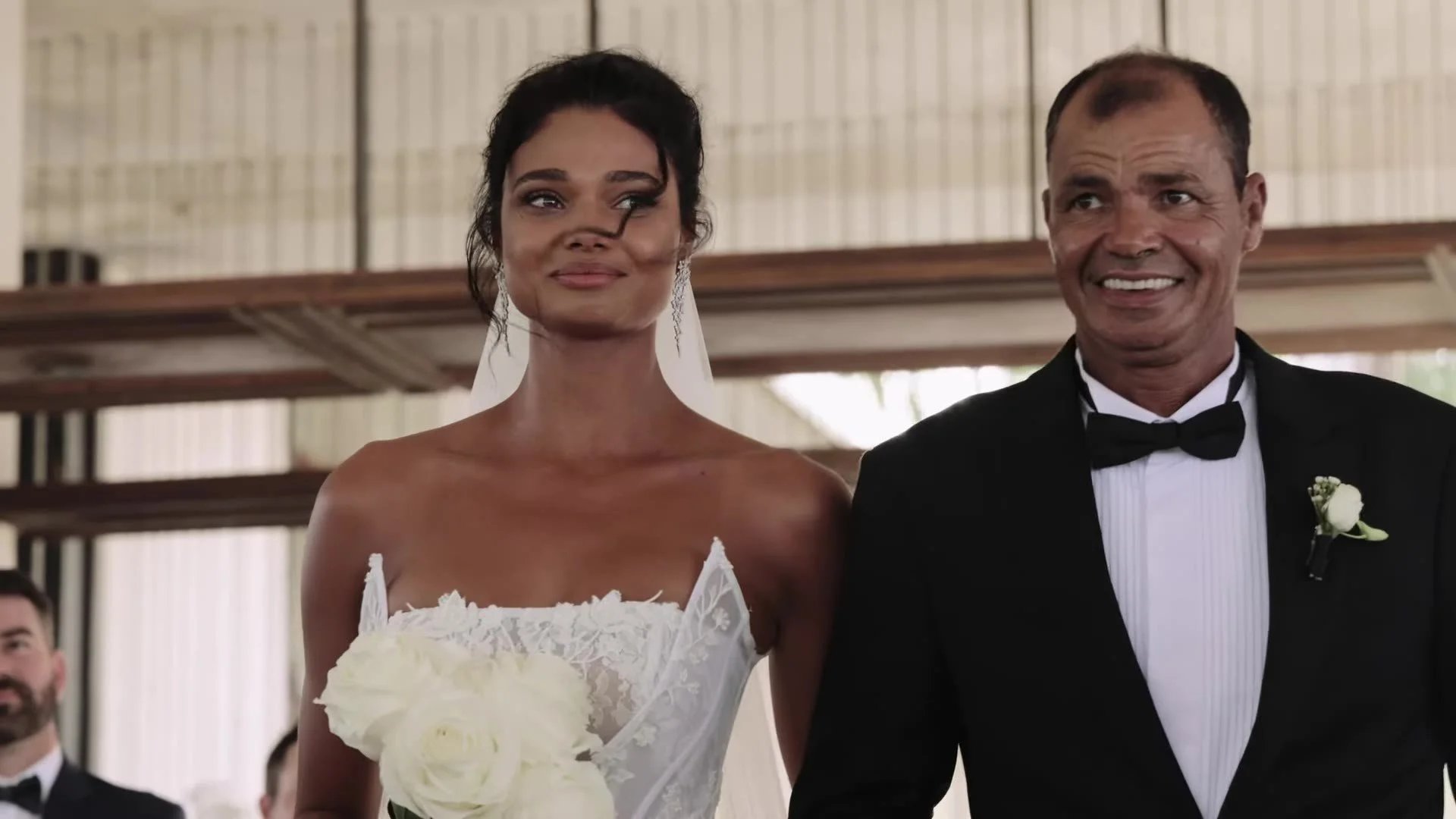 Daniela and her father walking the aisle at Amanera Dominican Republic