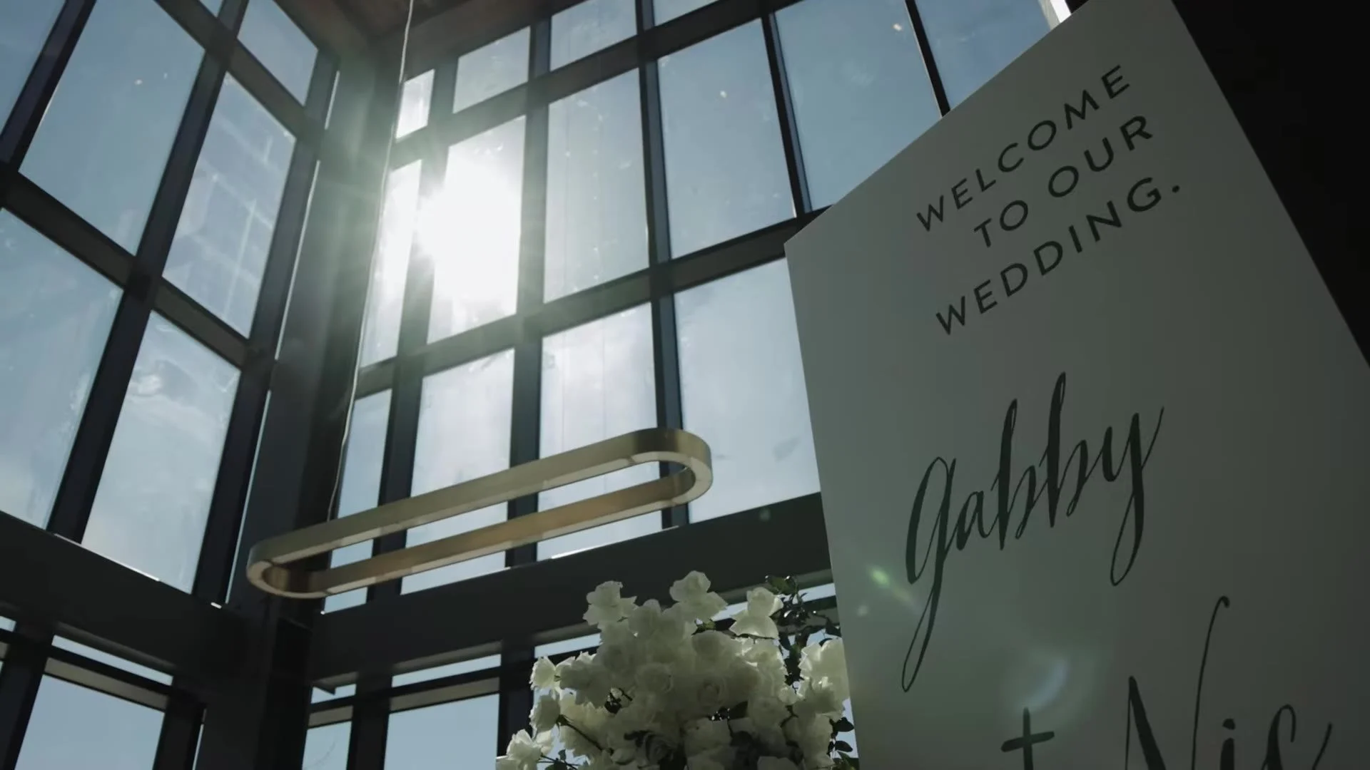 Welcome to our wedding sign for Gabby and Nic at Q2 Stadium in Austin, Texas