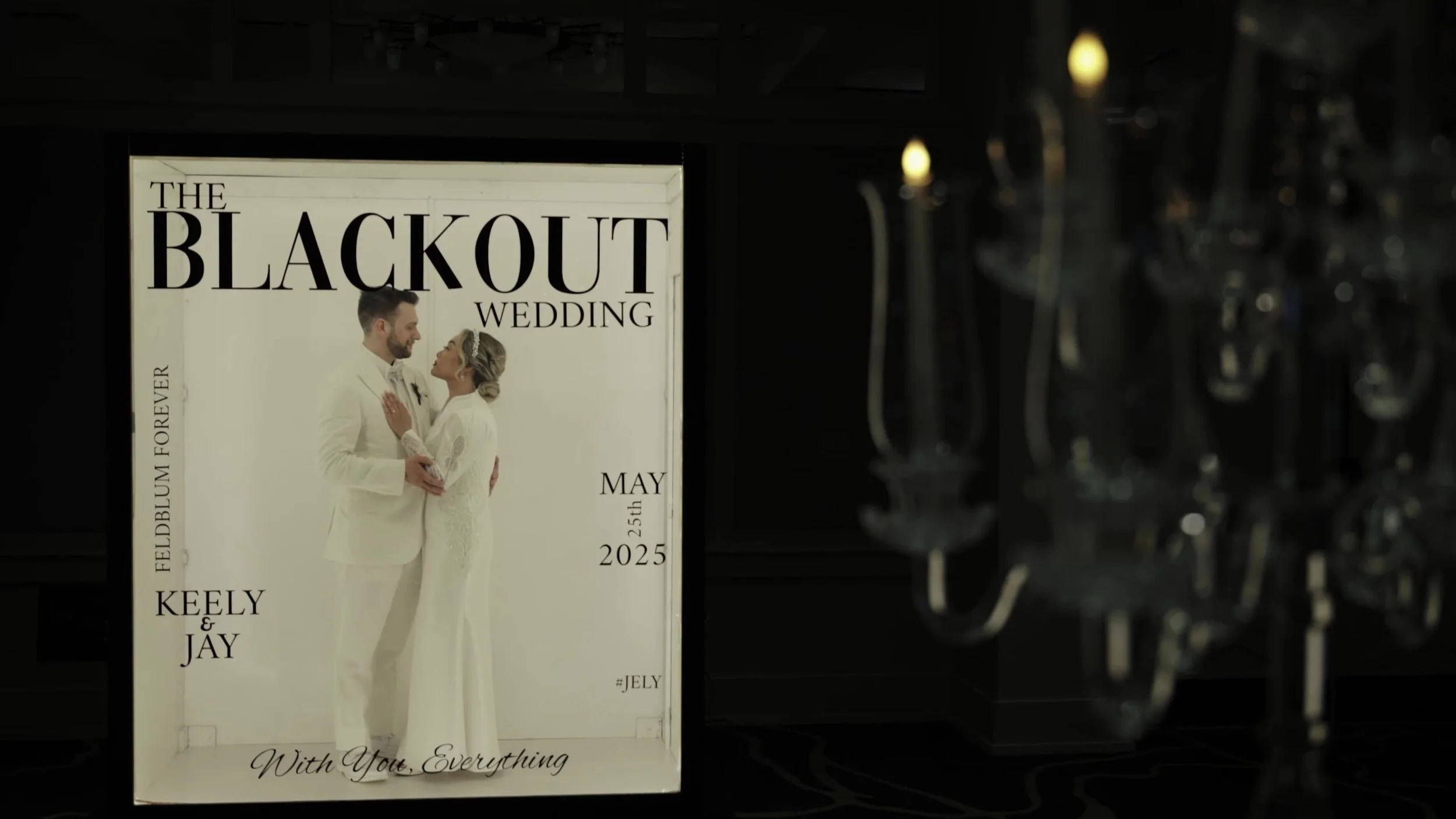 The Blackout Wedding magazine cover with Keely and Jay at Barton Creek Country Club Austin