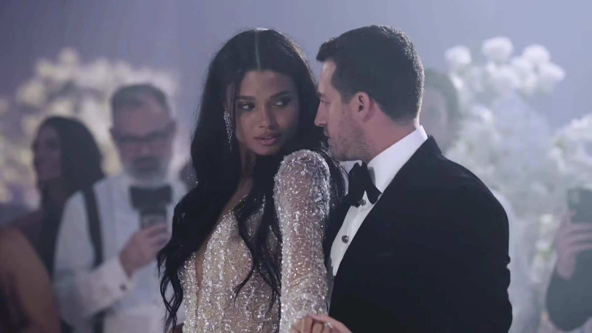 Daniela in sparkle dress dancing with Adam at Amanera Dominican Republic