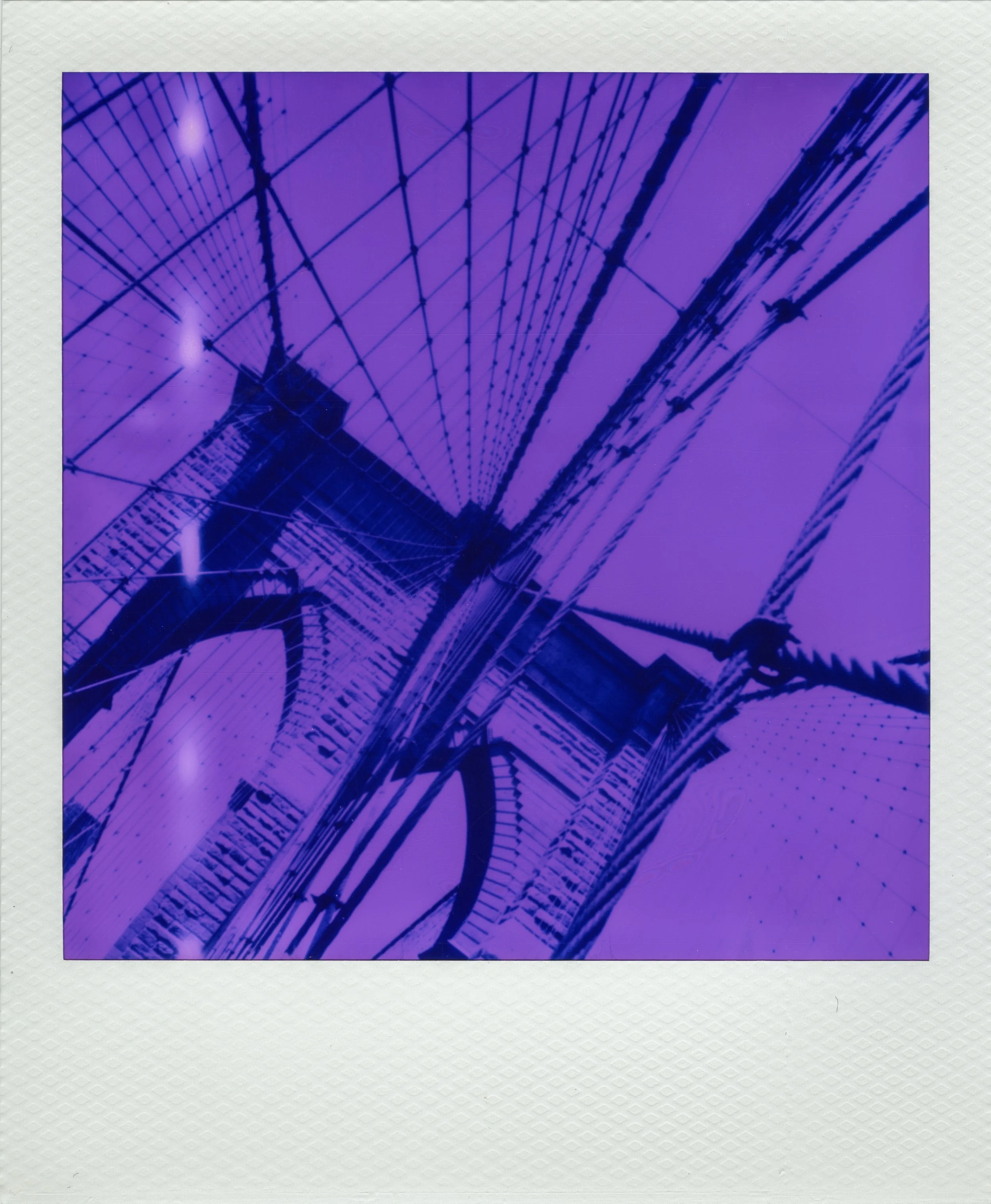 Brooklyn Bridge structure photographed on Purple 600 Film