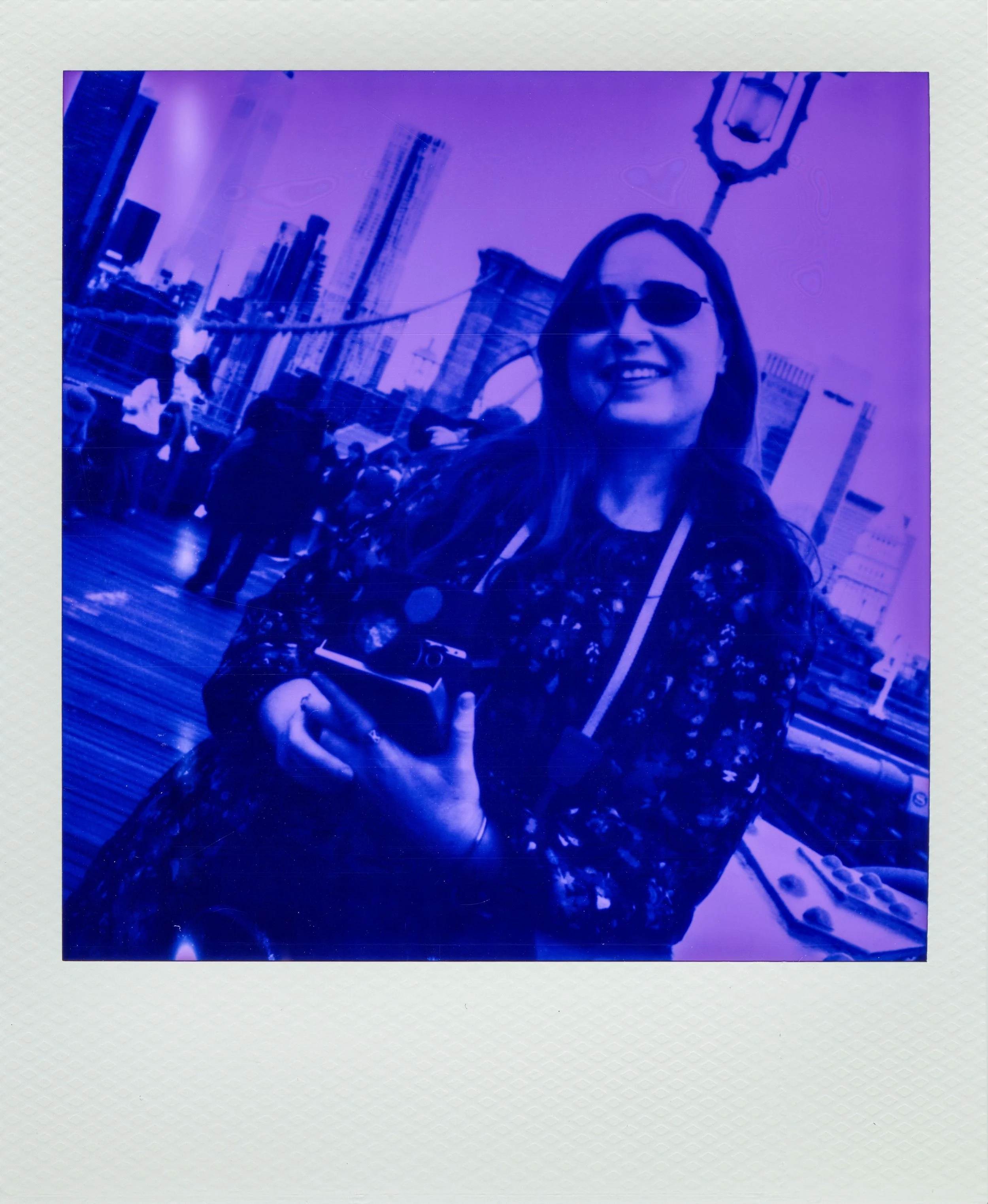 PolaCon Week photo walk on the Brooklyn Bridge photographed on Purple 600 Film