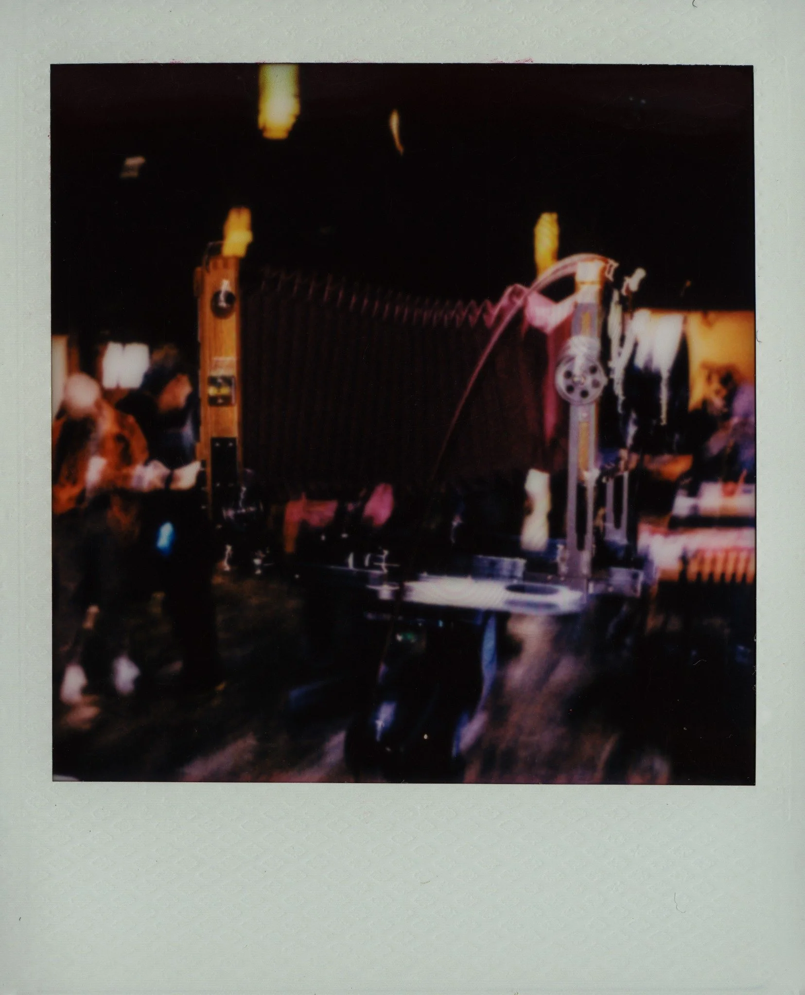 Accordion and bar equipment in a dim interior