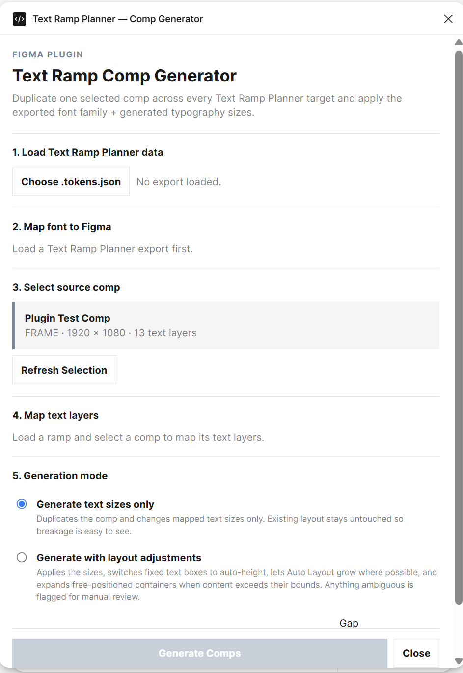 Opening the Text Ramp Planner development plugin