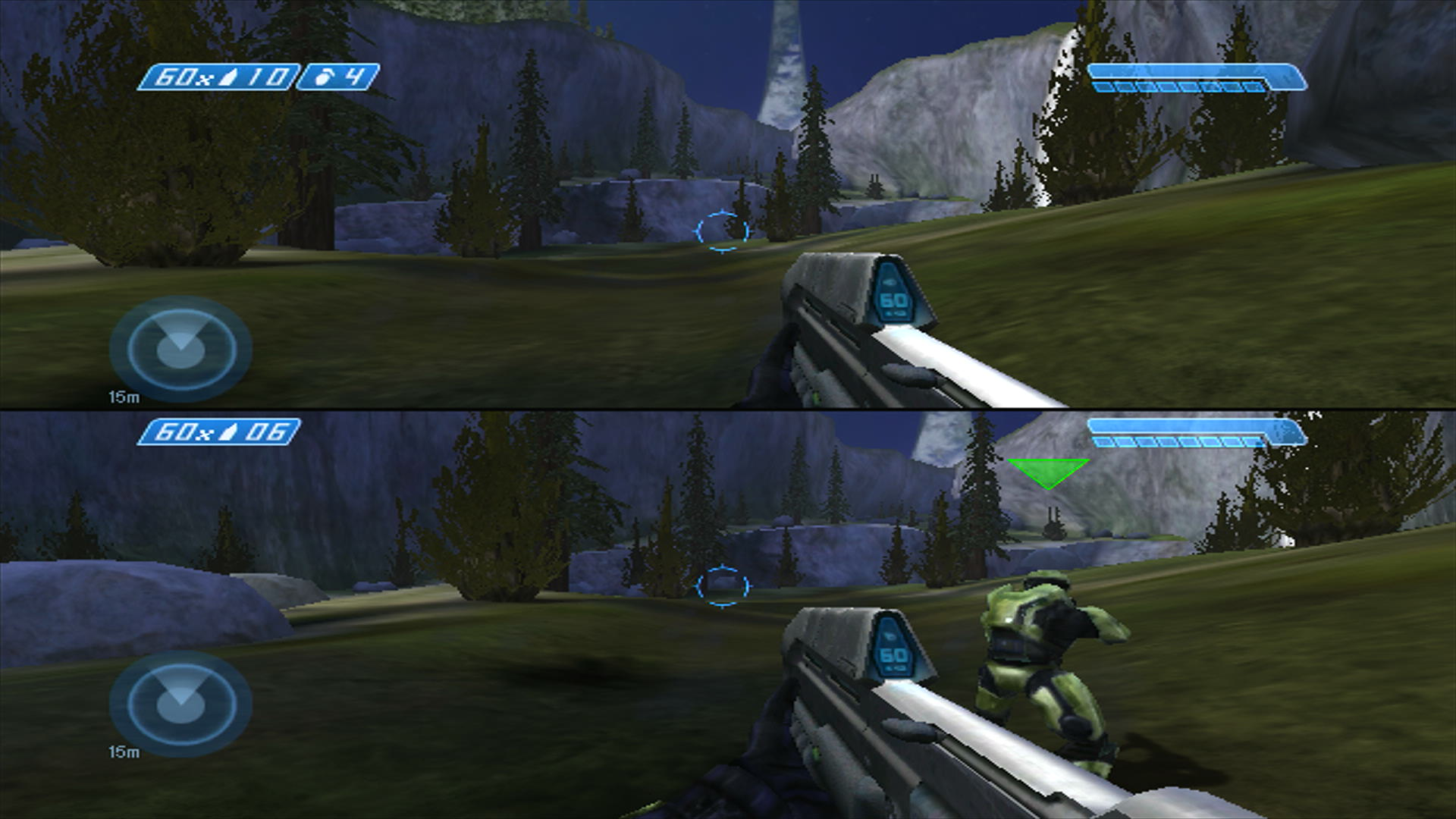 Halo CE split screen shield bar