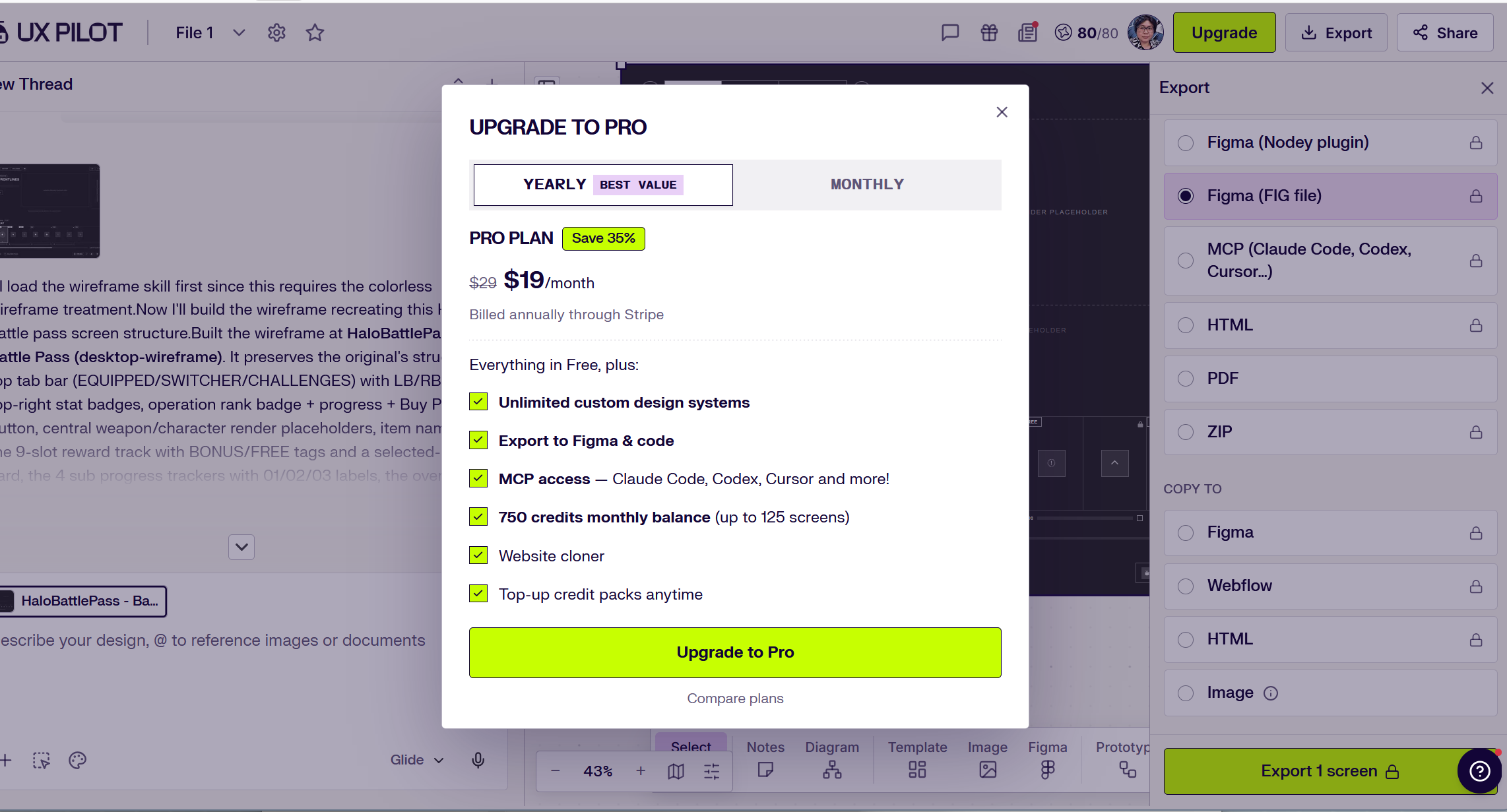 UXPilot generated result