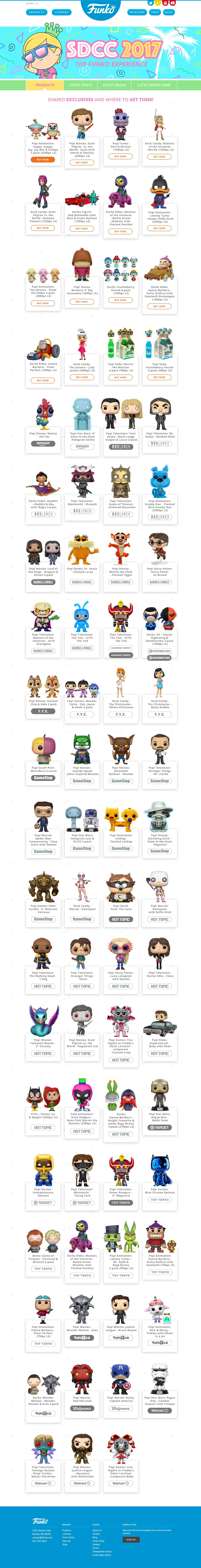 Funko live event page screenshot