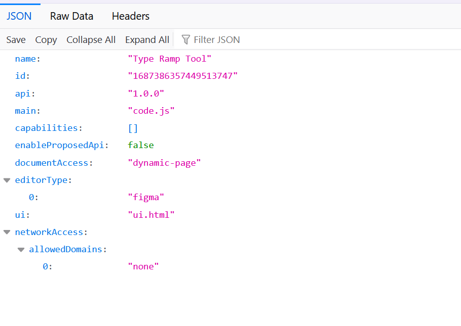 Opening the Figma manifest and locating the plugin ID