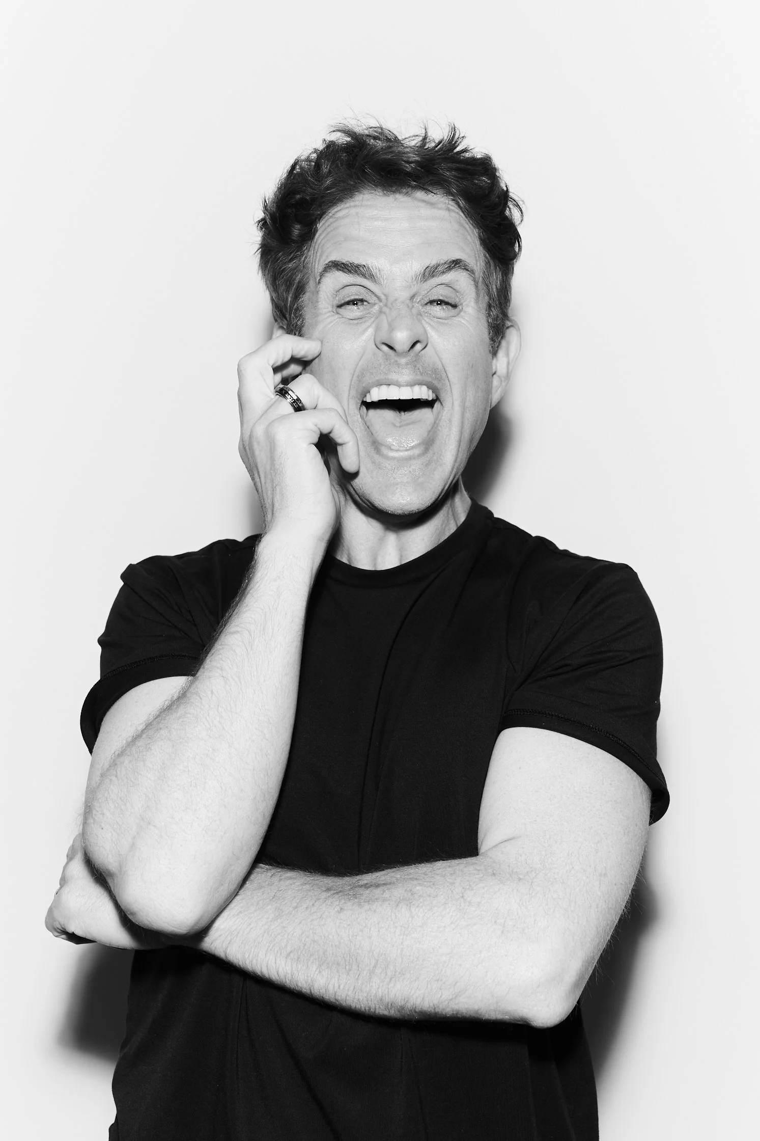 Joey McIntyre, black and white portrait