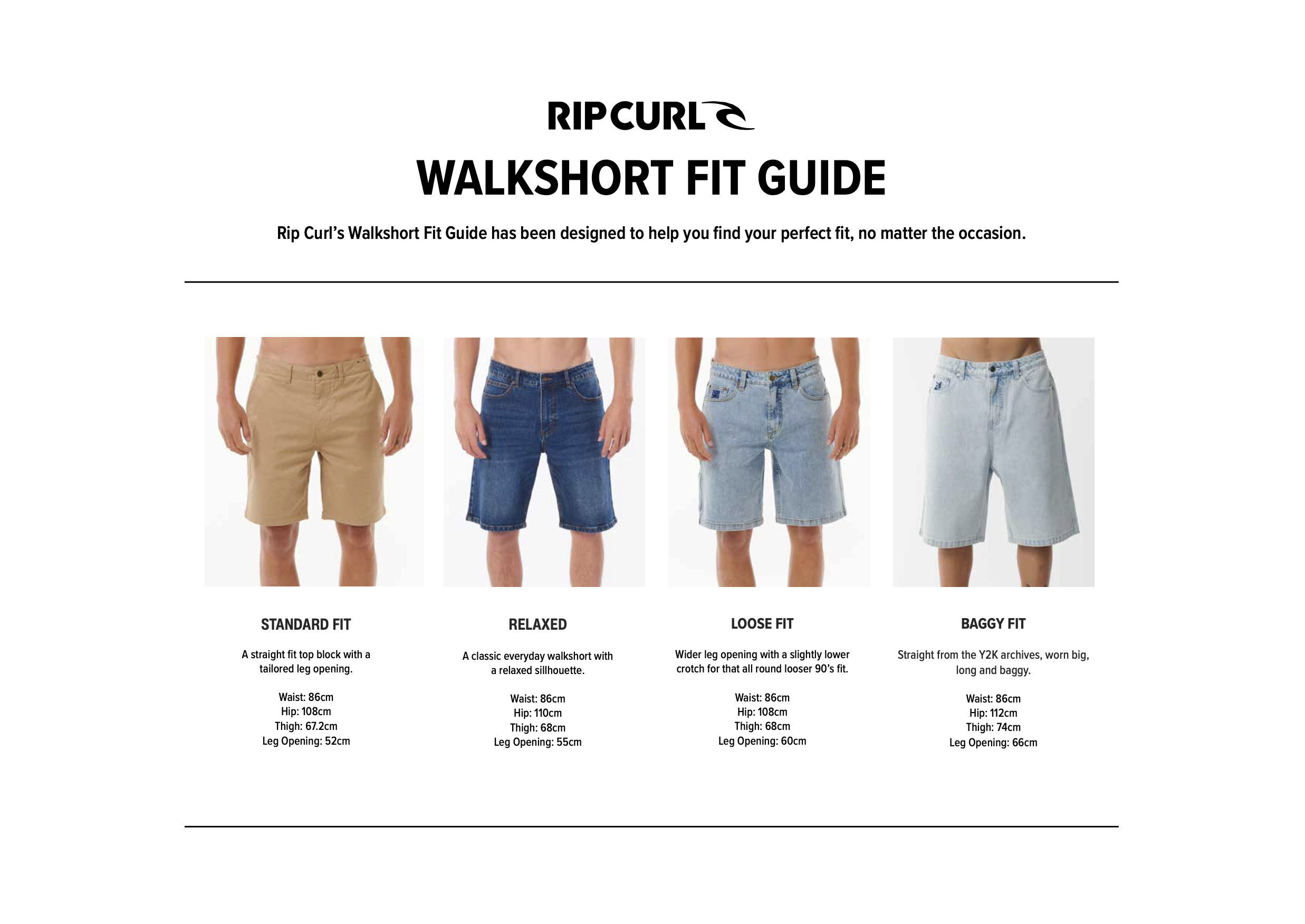 Rip Curl Walkshort Fit Guide page