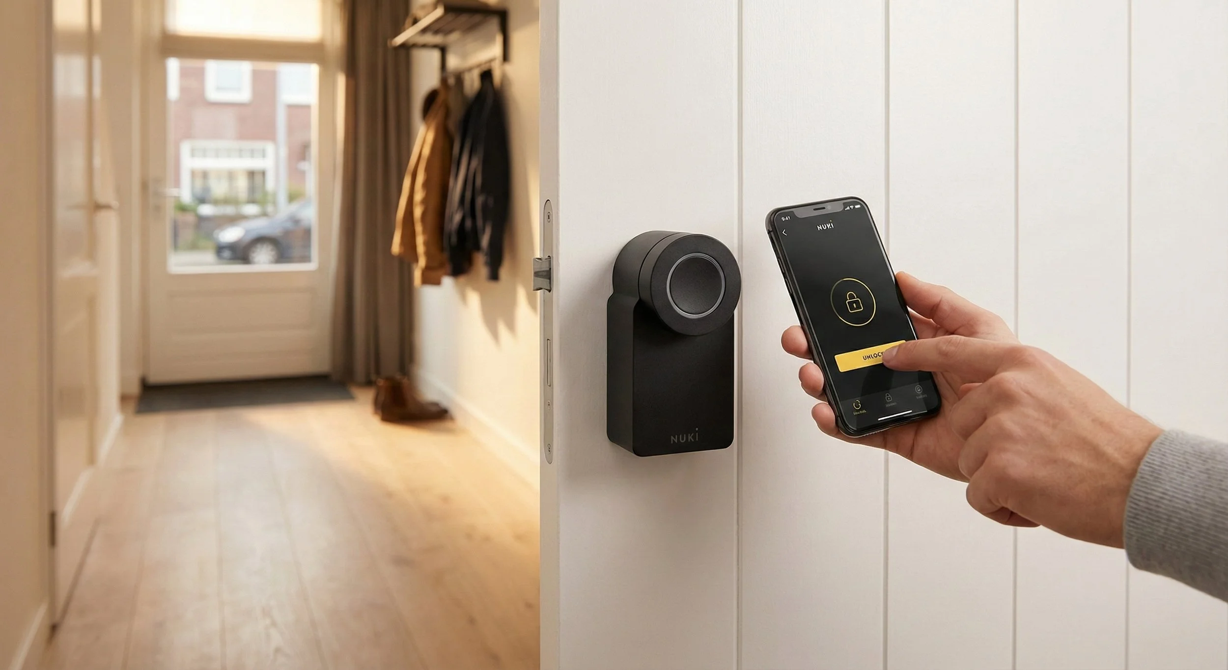 Smart lock installatie met smartphone bediening