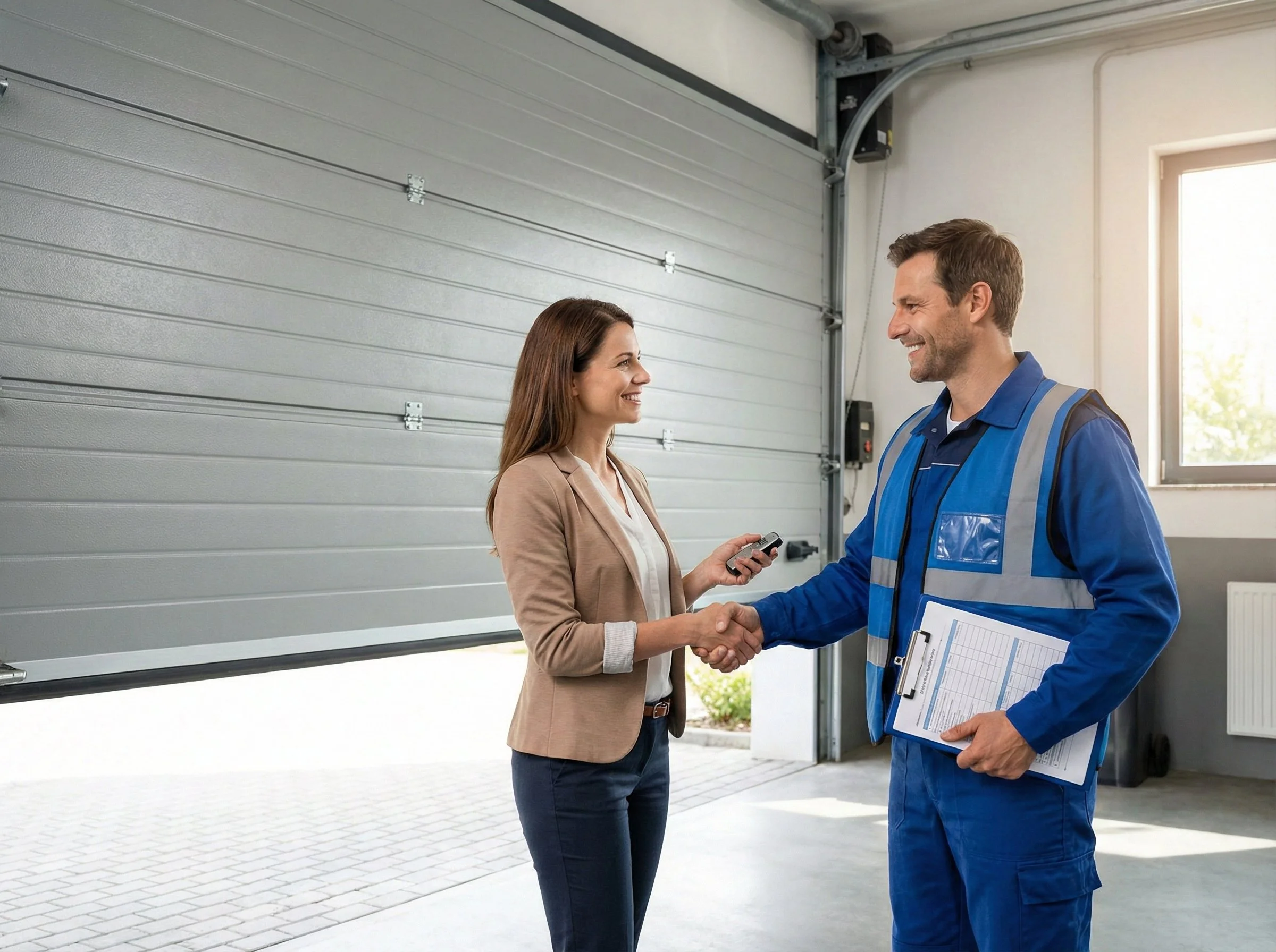 Oplevering en test overhead deur