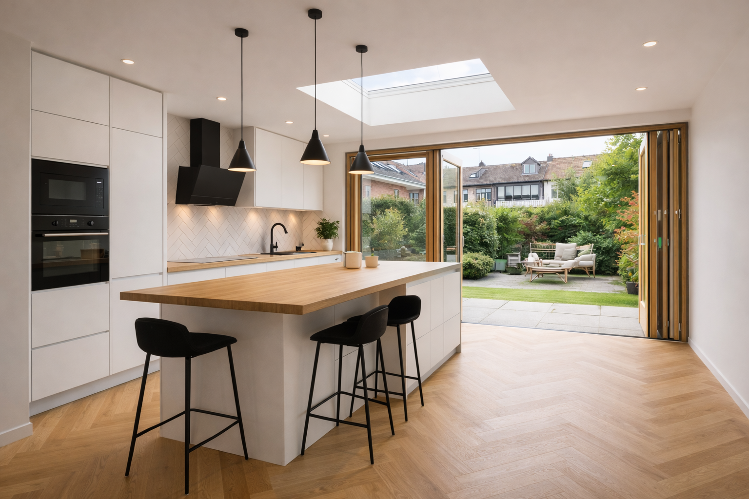 Uitbreiding en moderne keuken renovatie woning in Utrecht door Beheer en Service Nederland