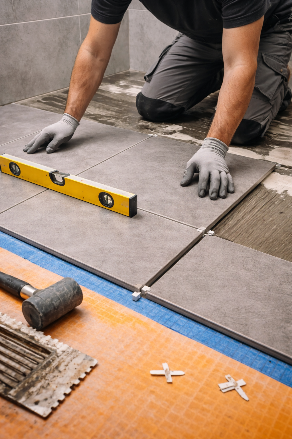 Professioneel tegelwerk met grote formaat tegels