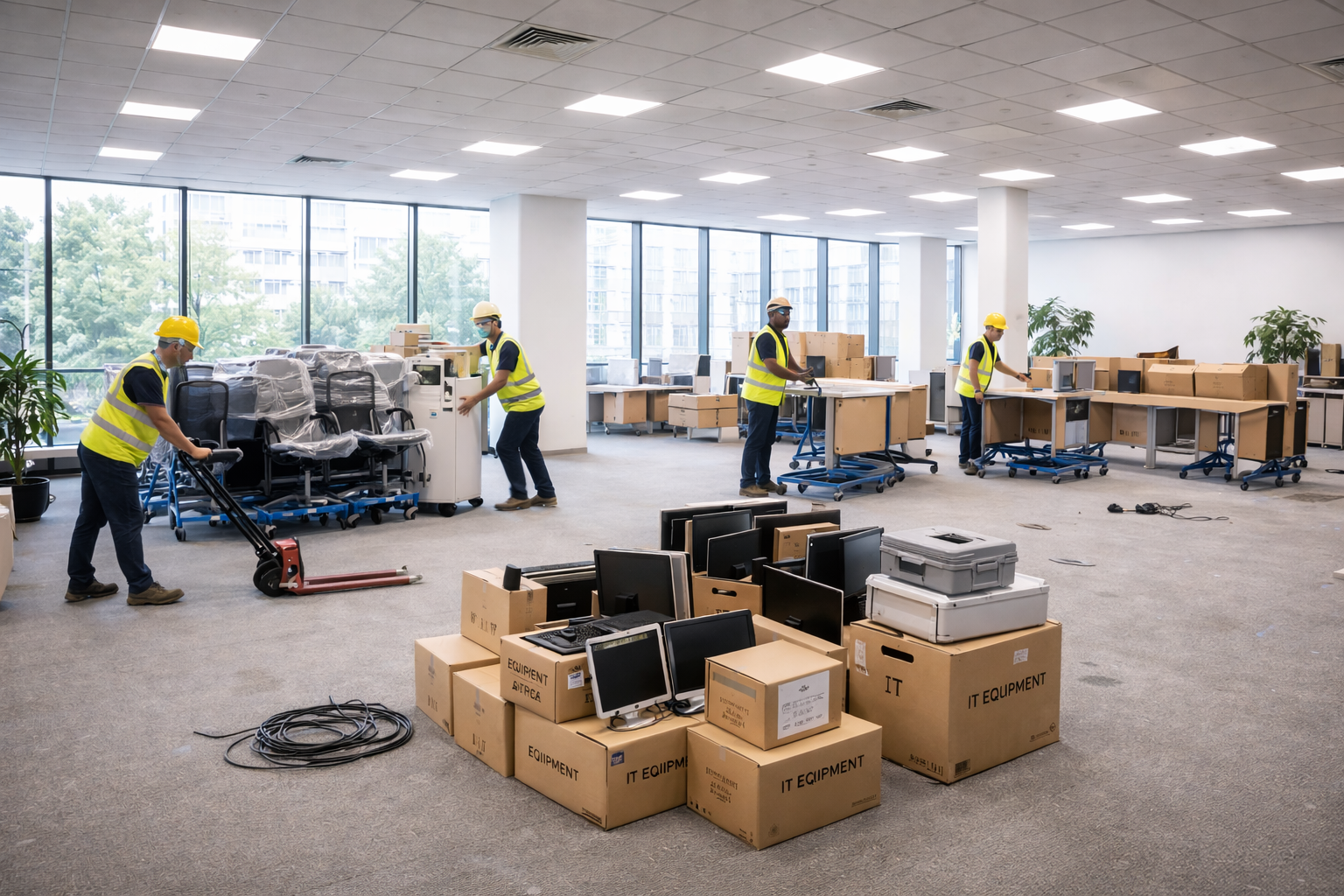 Kantoor ontruiming werkplekken en vergaderruimtes